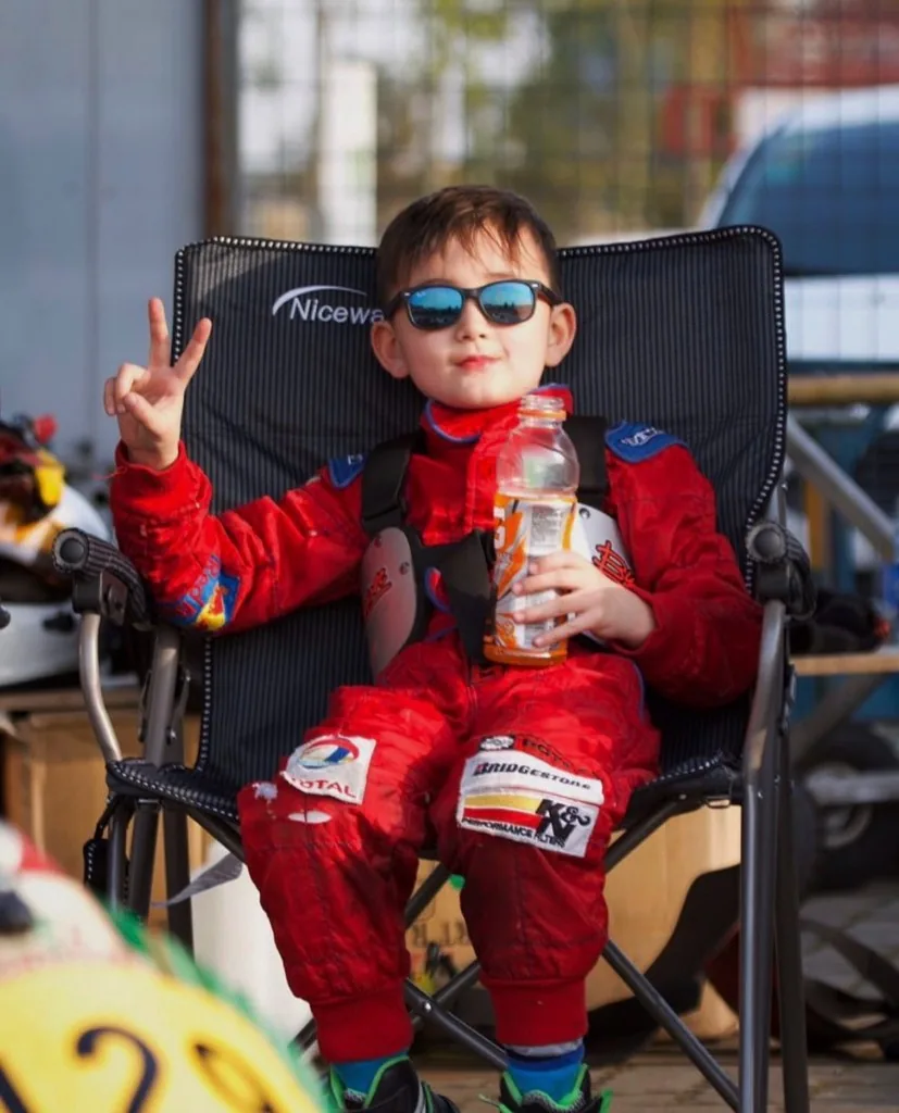 Young Enzo Deligny during his early karting days — where the racing dream began