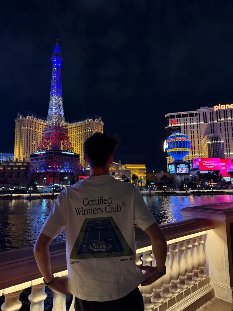 Enzo Deligny on the Las Vegas Strip at night